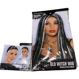 Old witch wig and wig cap VGUC   43A